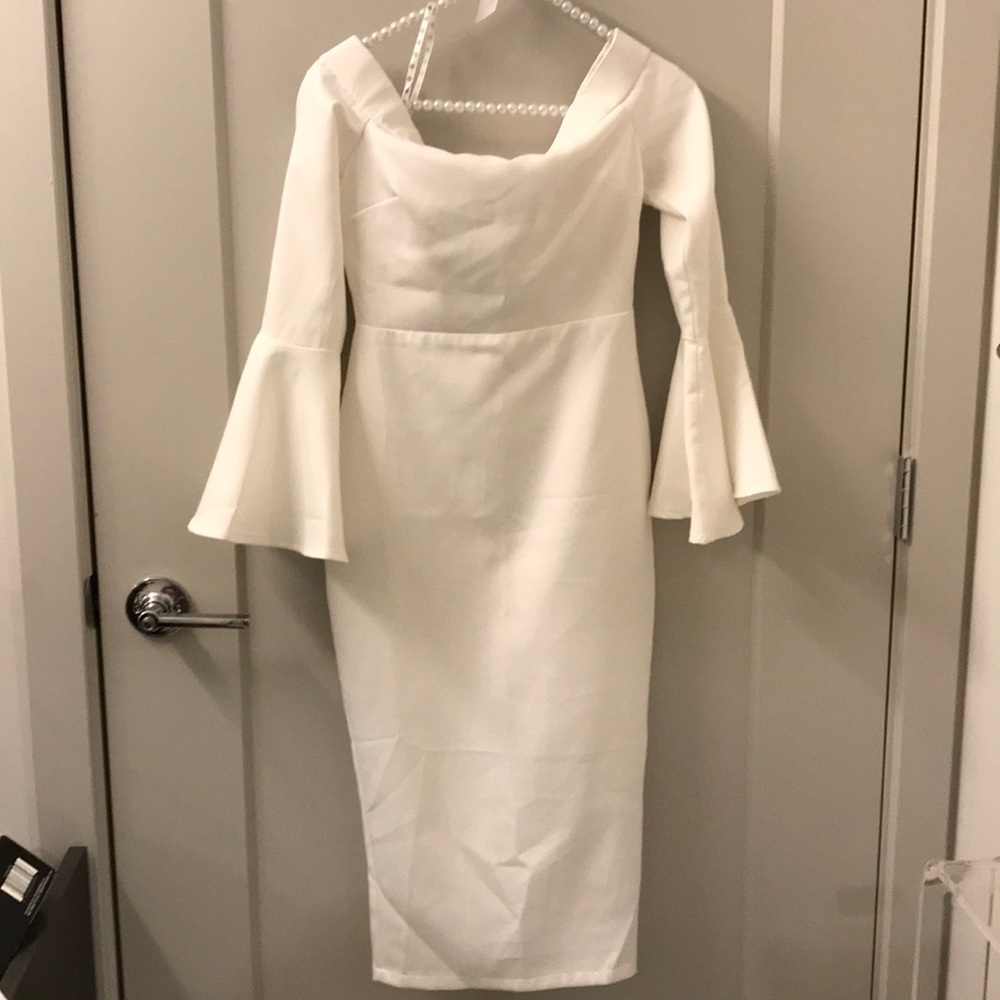 Sophisticated White Off The Shoulder Dress